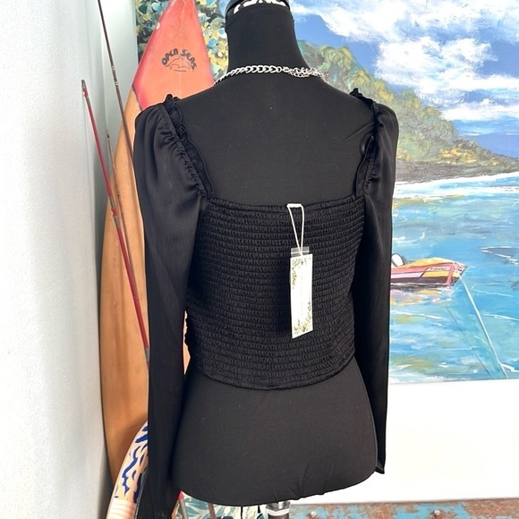 NWT, Chelsea & Violet,Plisse crinkle satin, Ruched,Square neckline,Long sleeves8 - Picture 3 of 13